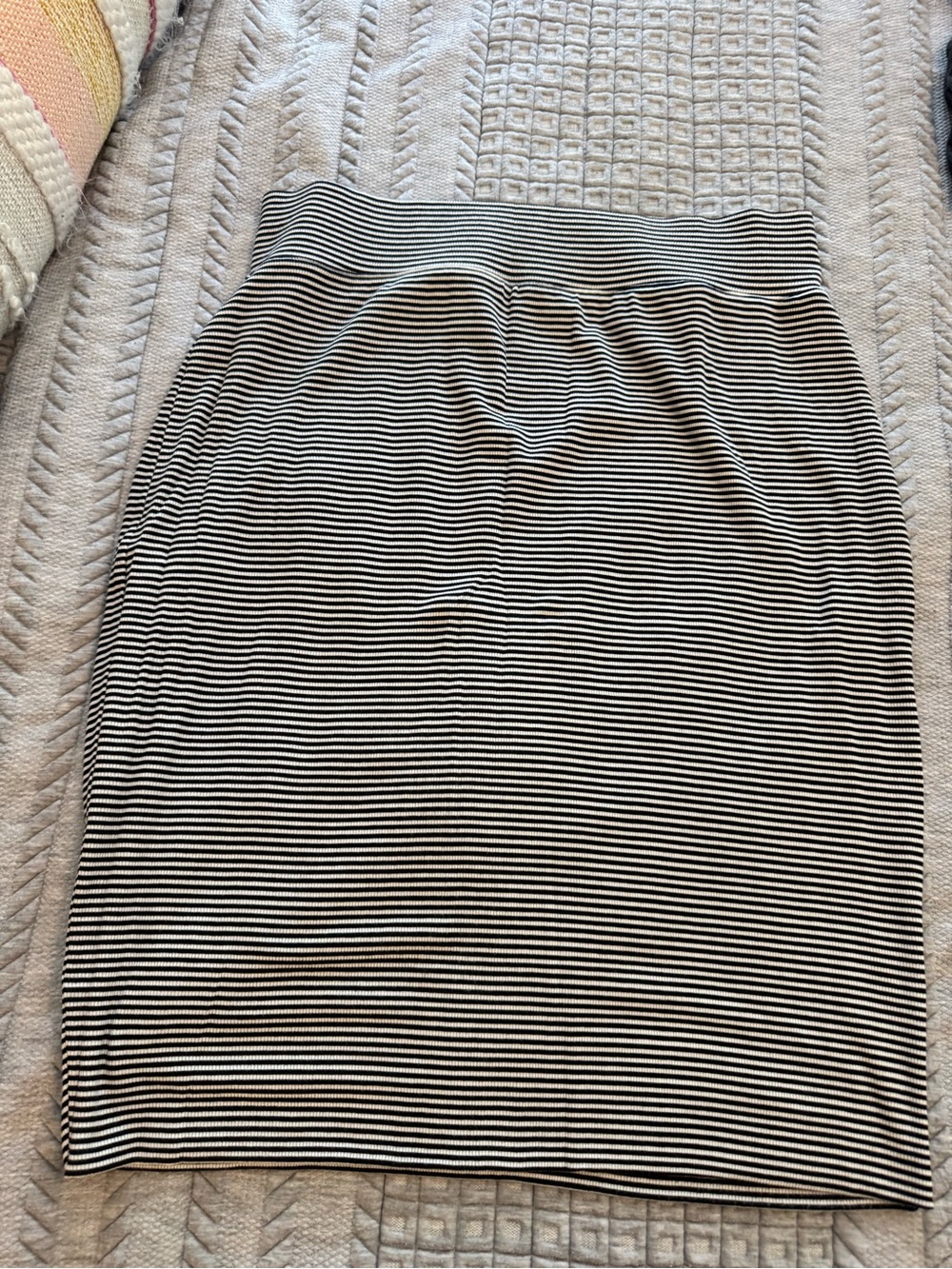 Athleta Black & White Striped Knit Pencil Skirt